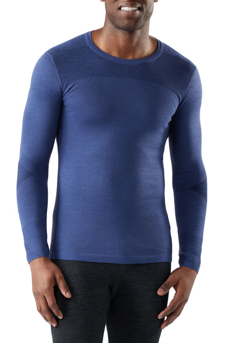 Intraknit™ Thermal Base Layer Long Sleeve Merino Wool Blend Top, Main, color, NIGHTFALL BLUE