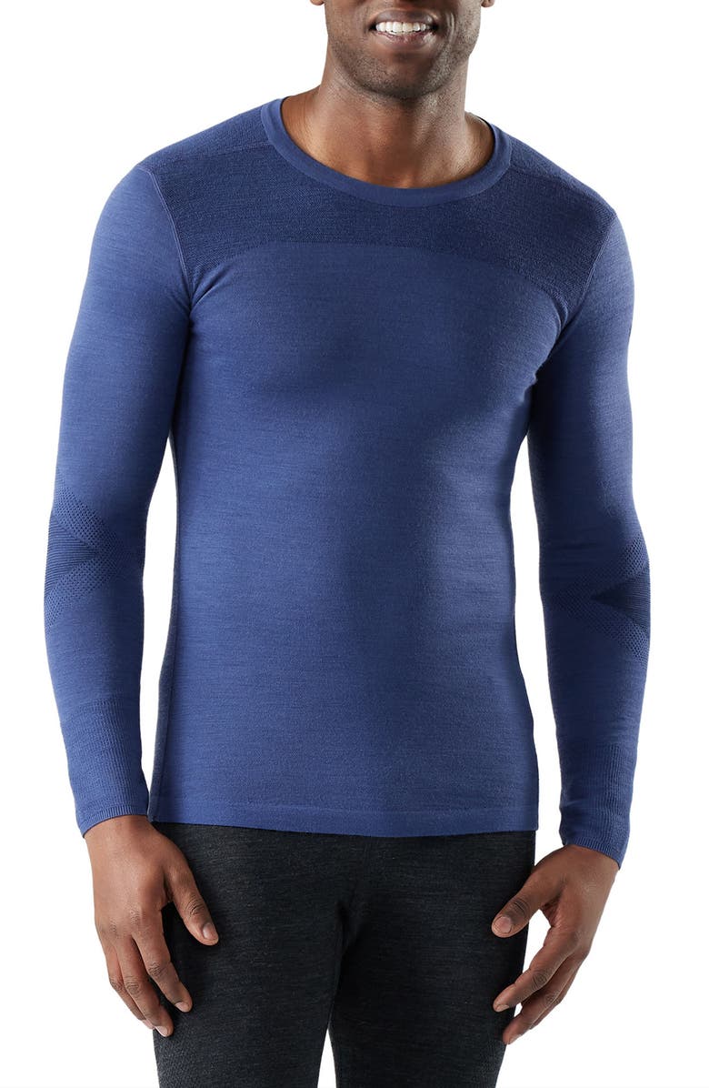 Smartwool Intraknit<sup>™</sup> Thermal Base Layer Long Sleeve Merino Wool Blend Top, Main, color, Nightfall Blue