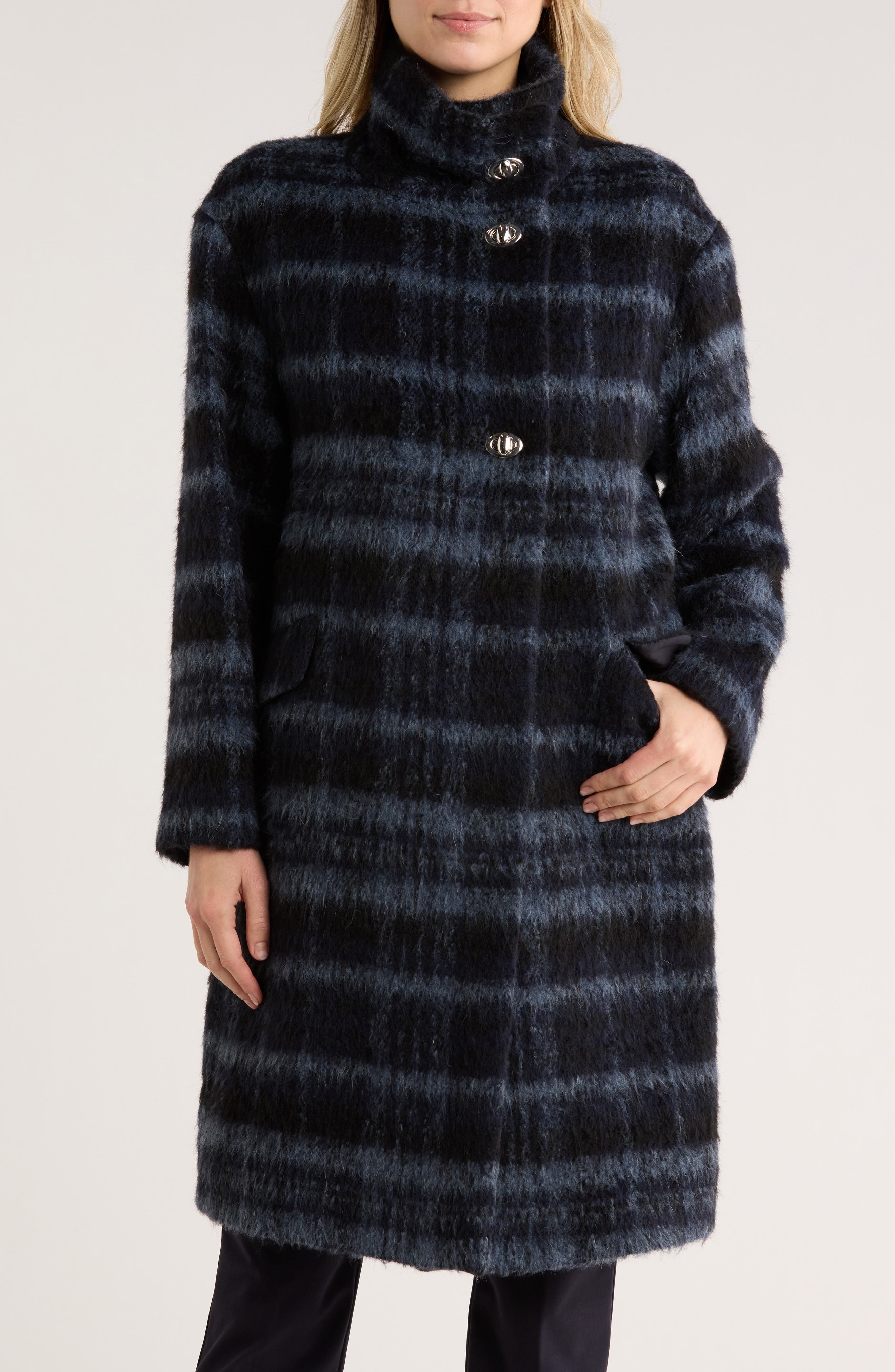 BOSS Coppede Plaid Fuzzy Coat