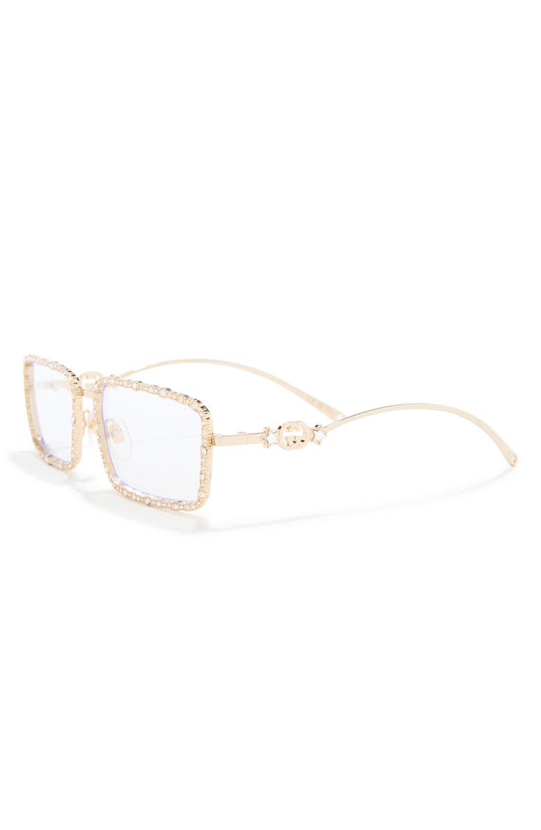 Gucci 58mm Rectangular Sunglasses, Alternate, color, Gold Gold Transparent
