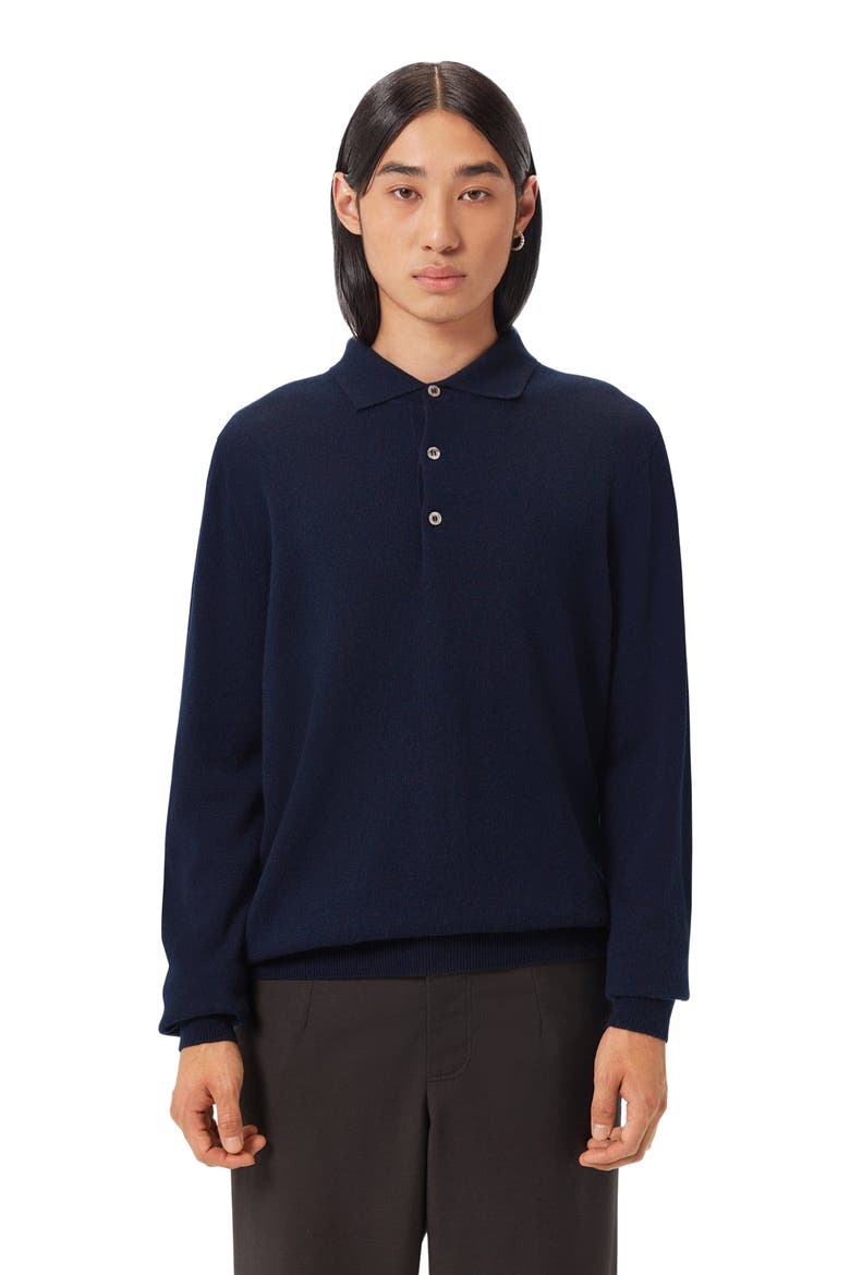 Essential Cashmere Polo Sweater, Alternate, color, crown blue