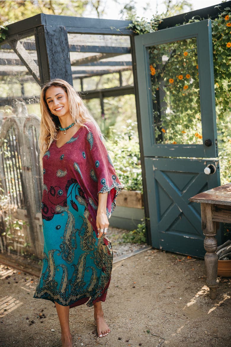 Long Caftan Daphne, Alternate, color, Purple & Blue