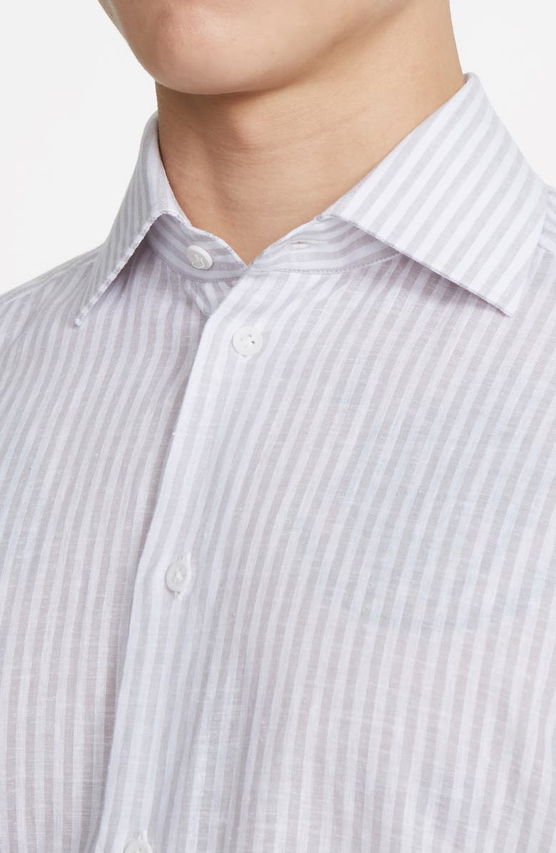 Jack Victor Abbott Stripe Linen & Cotton Dress Shirt, Alternate, color, 