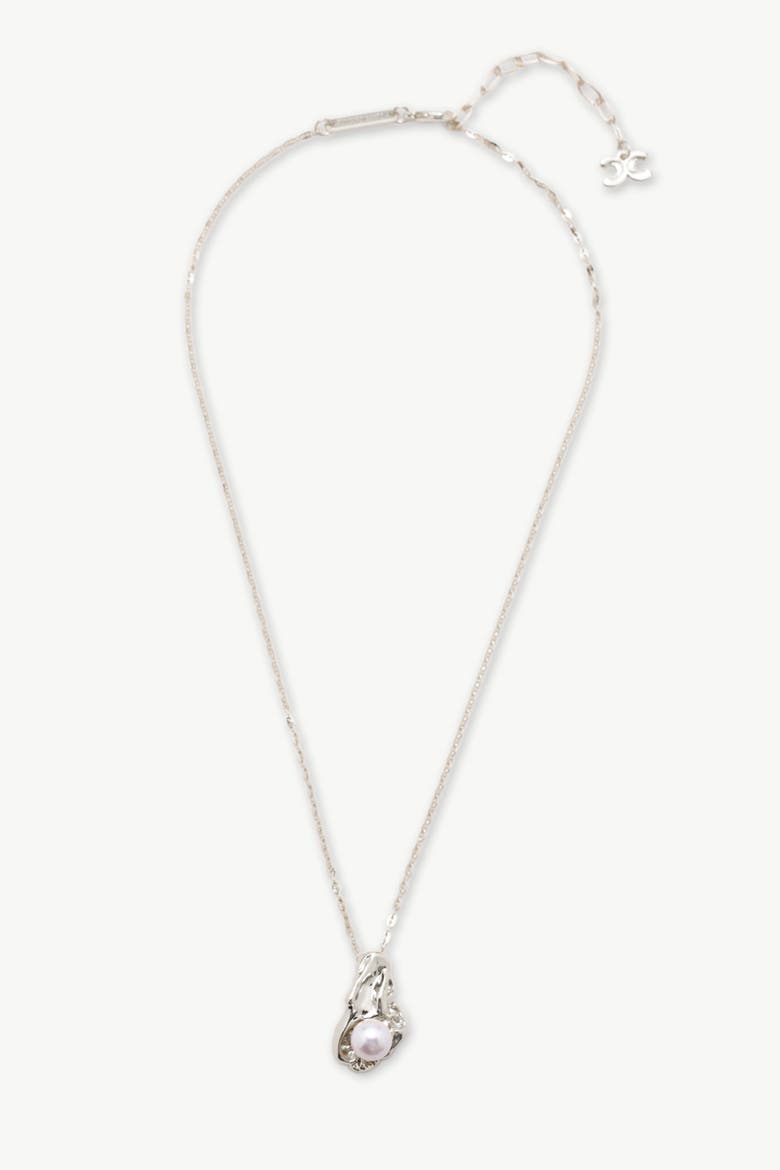 Nyla Molten Freshwater Pearl Pendant Necklace, Alternate, color, Silver