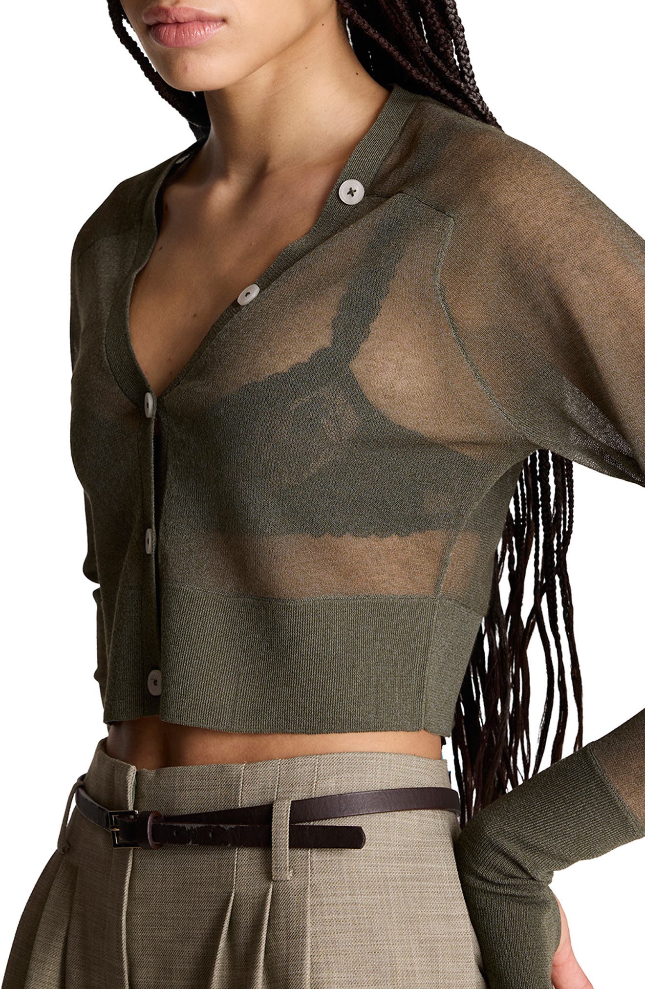 Kenneth Cole Sheer Cropped Cardigan (Women) | Nordstromrack