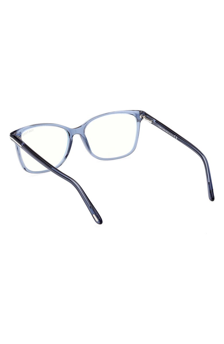 TOM FORD 56mm Rectangular Blue Light Blocking Glasses, Alternate, color, Shiny Blue