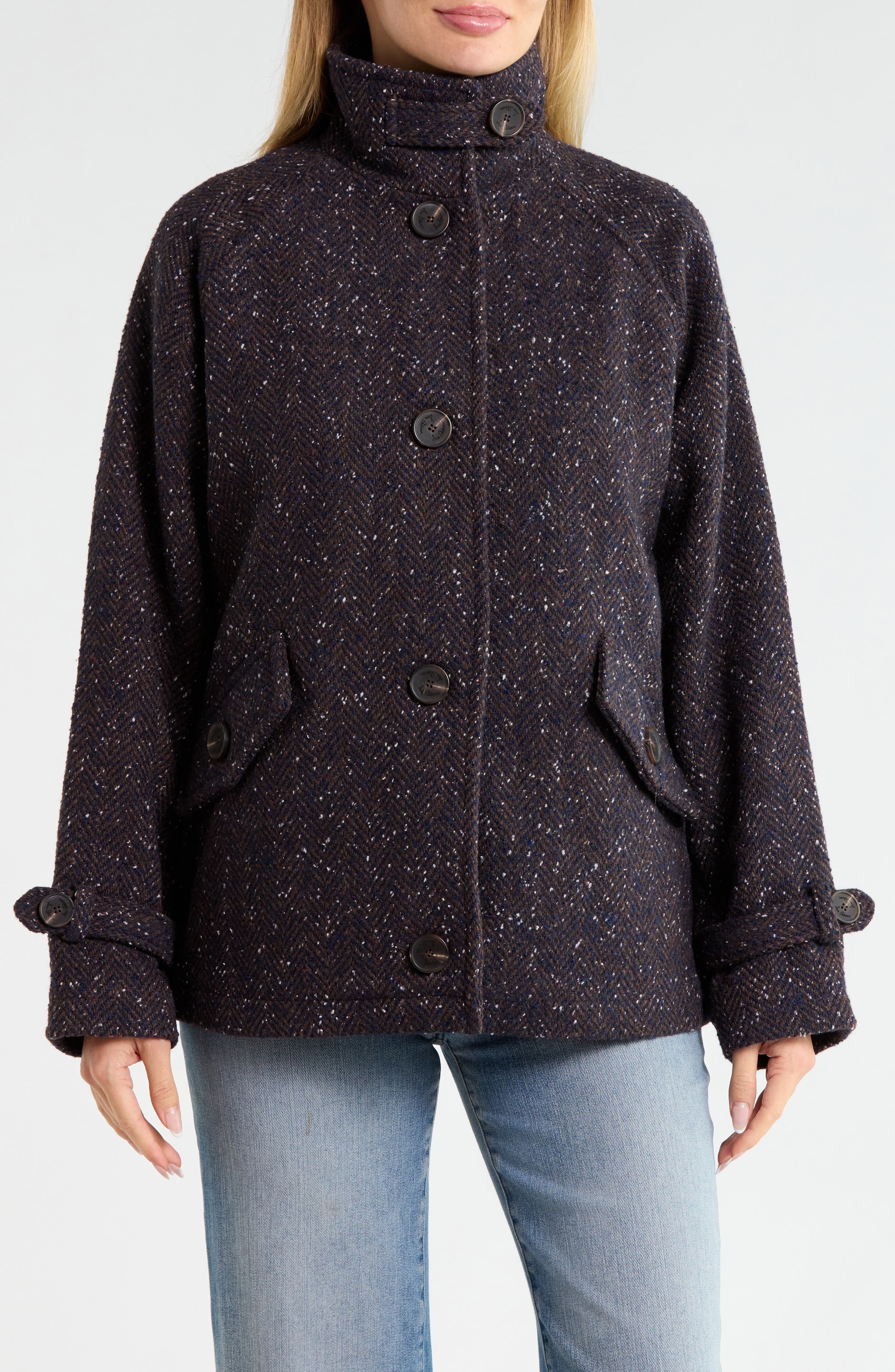 Tweed Jacket with Wing Collar