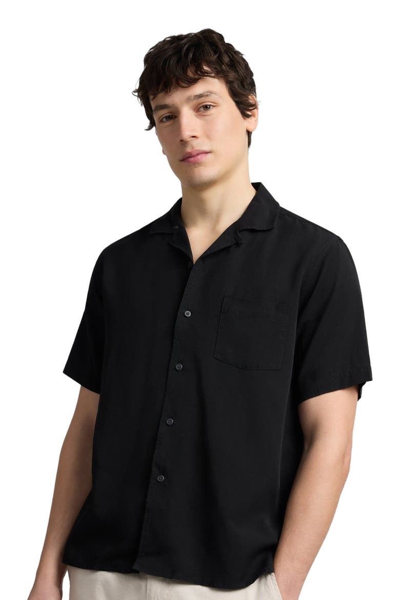 Tencel Convertible Vacation Shirt, Alternate, color, Black