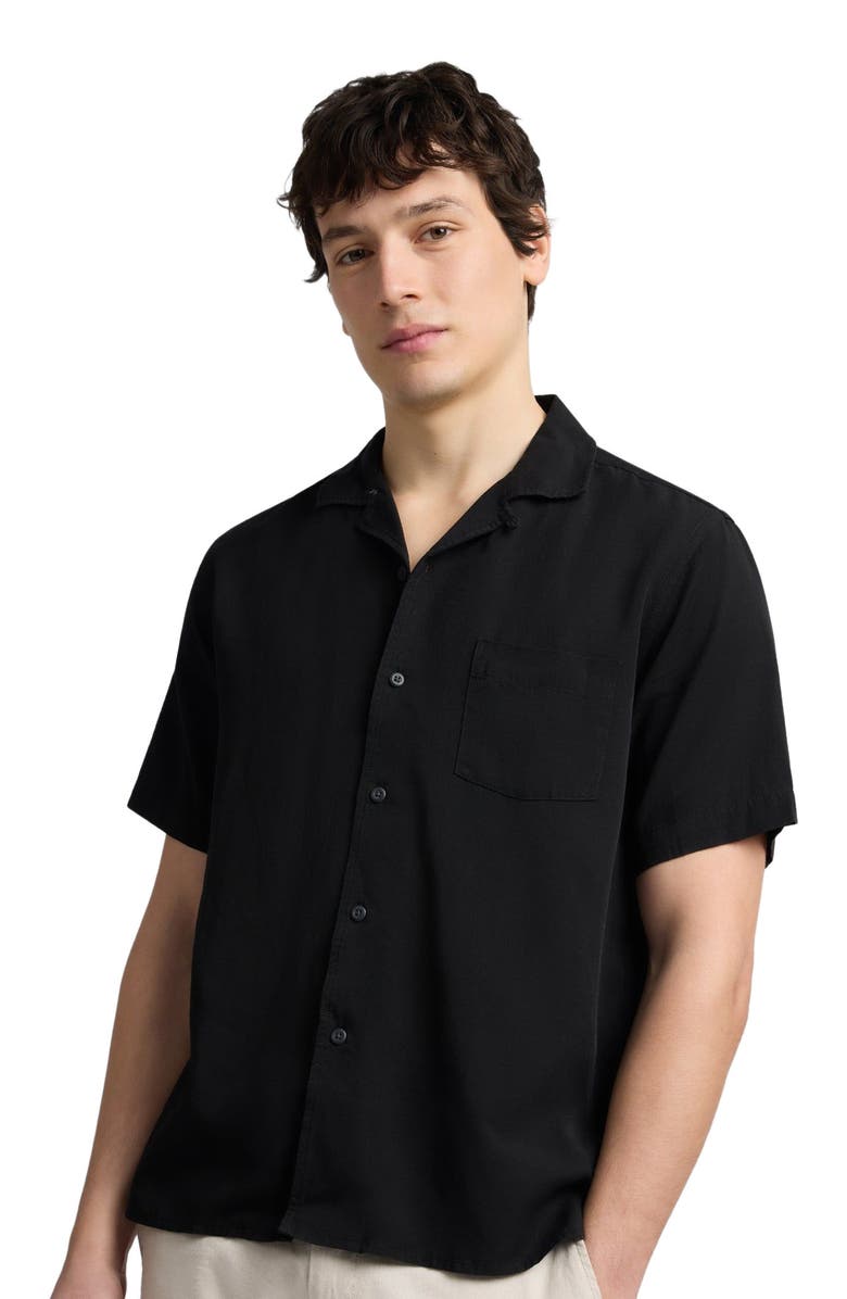 Onia Tencel Convertible Vacation Shirt, Alternate, color, Black