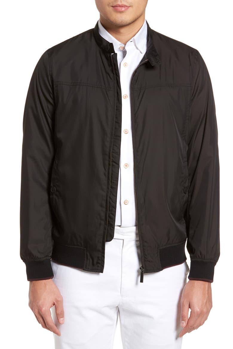 Calgar Nylon Bomber Jacket, Main, color, BLACK