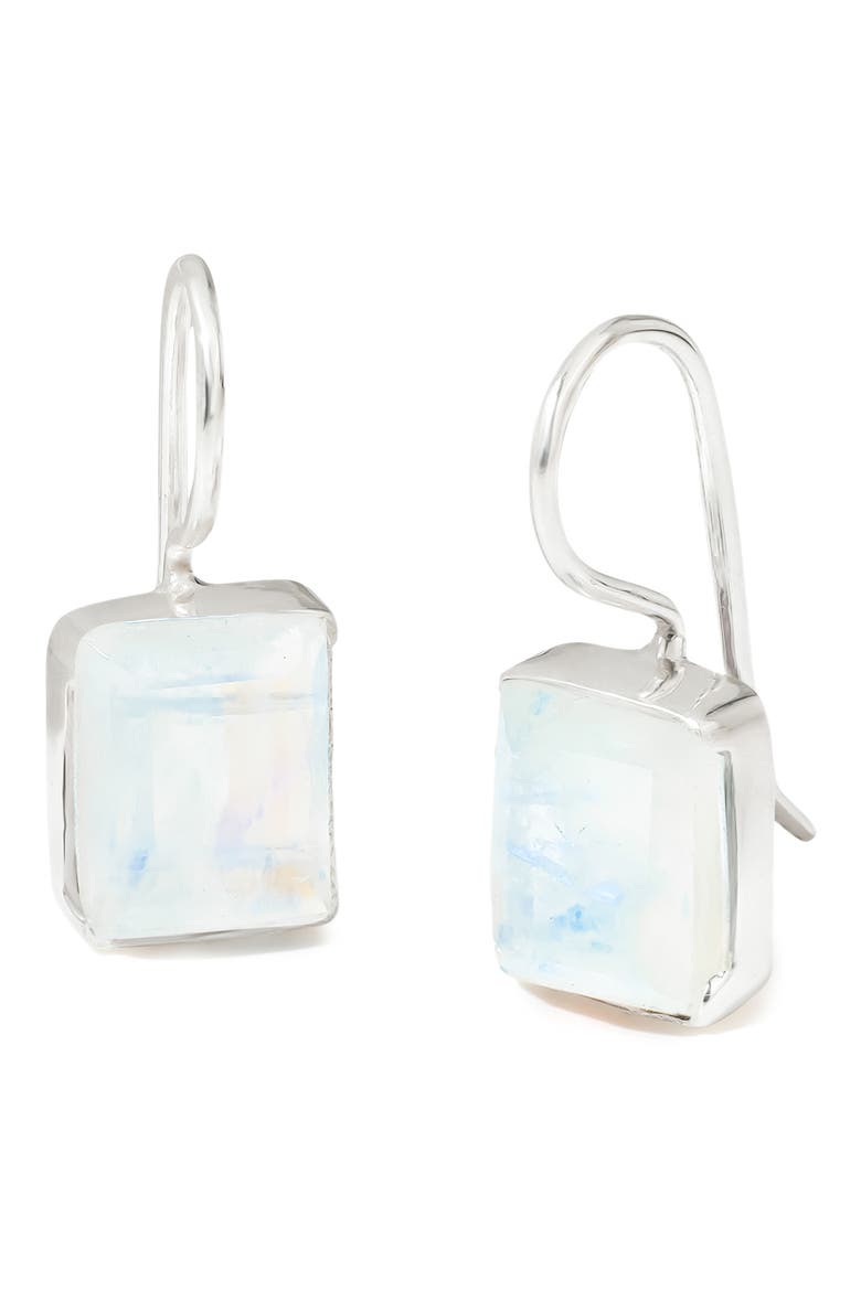 Semiprecious Stone Drop Earrings, Alternate, color, LIGHT BLUE/ WHITE