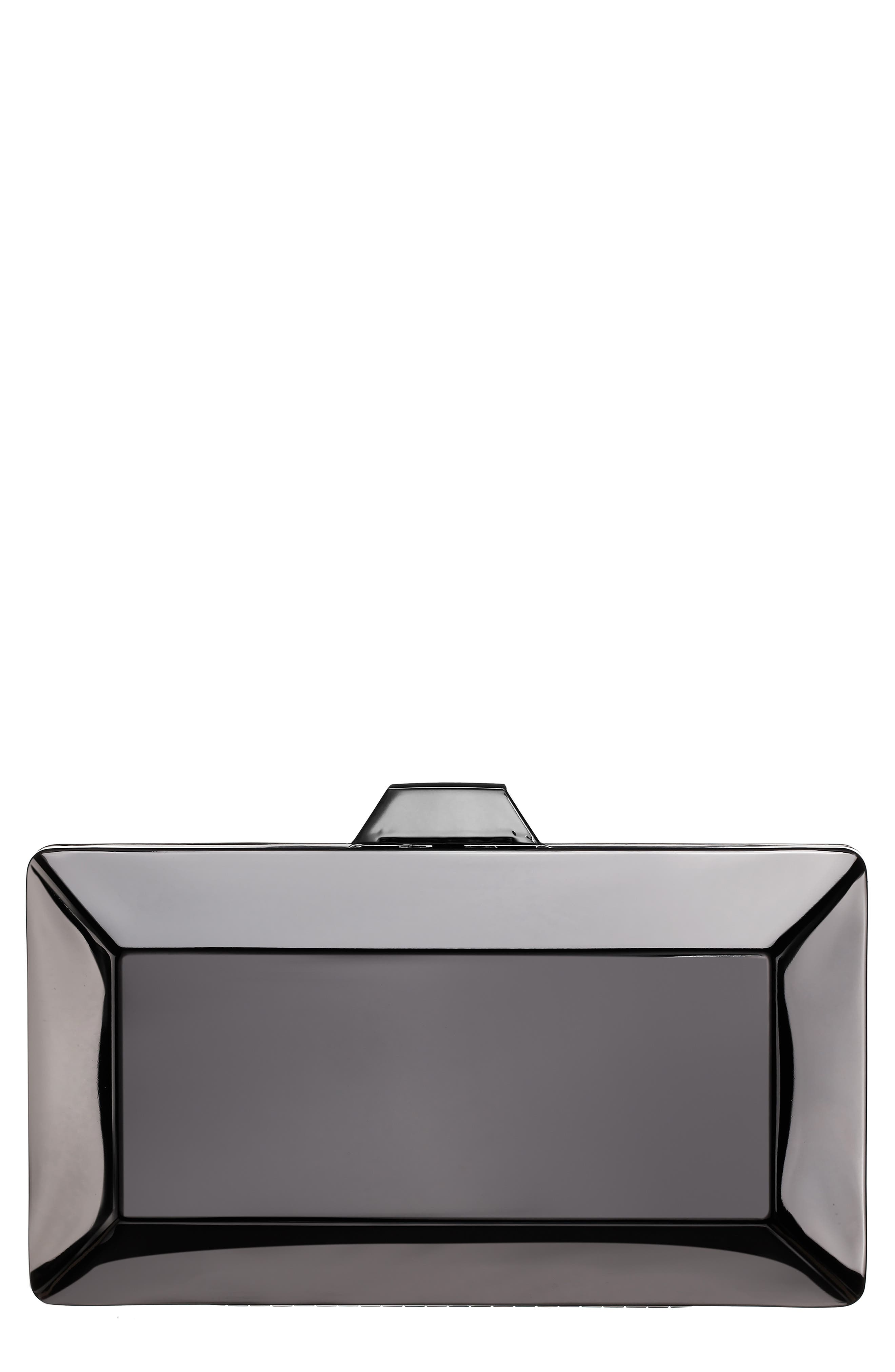 Nina Glint Frame Clutch, Main, color, Gunmetal