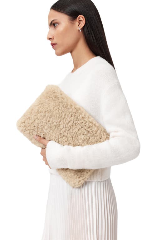 Allsaints Bettina Genuine Shearling Clutch In Brown