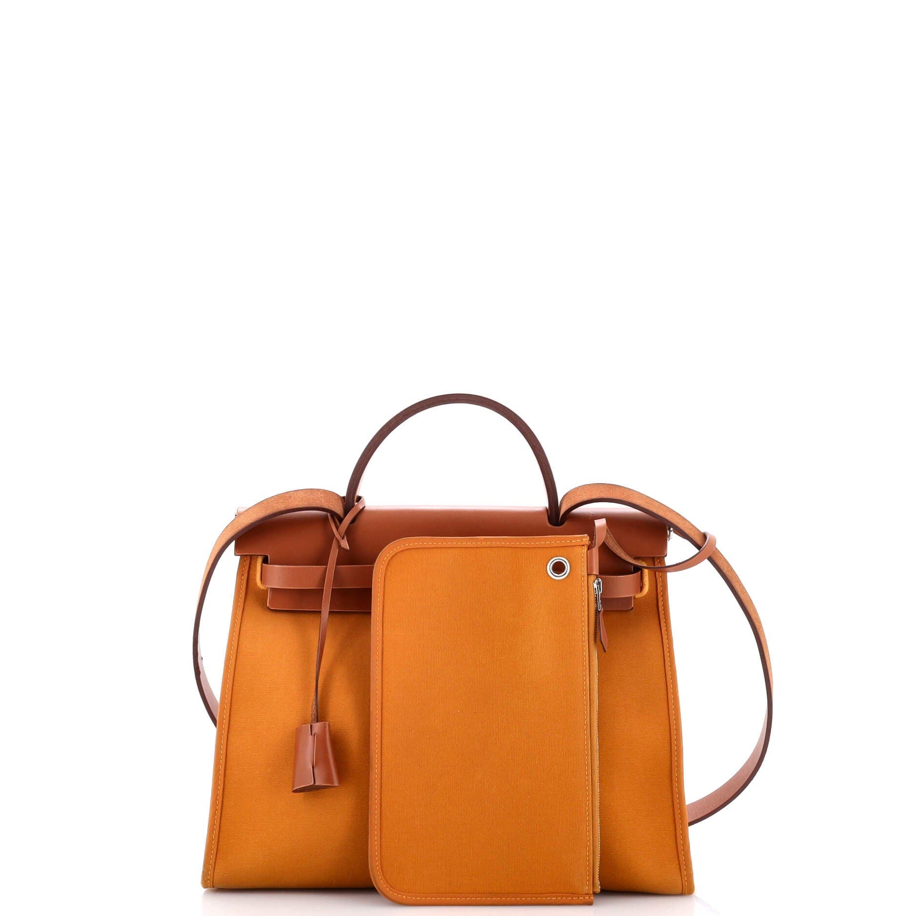 Pre-Owned Hermes Herbag Zip Leather and Toile 31, Alternate, color, Caramel