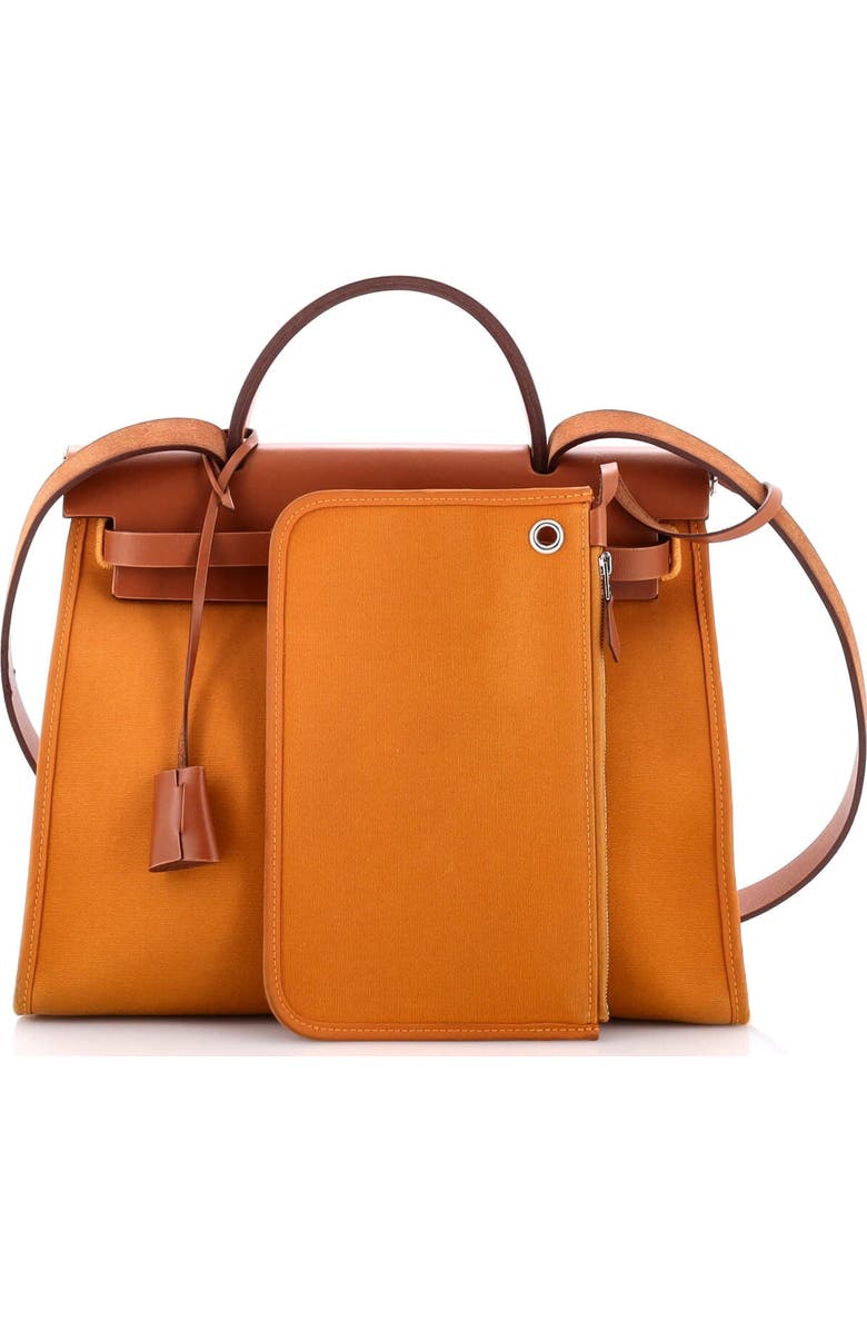 Pre-Owned Hermes Herbag Zip Leather and Toile 31, Alternate, color, Caramel