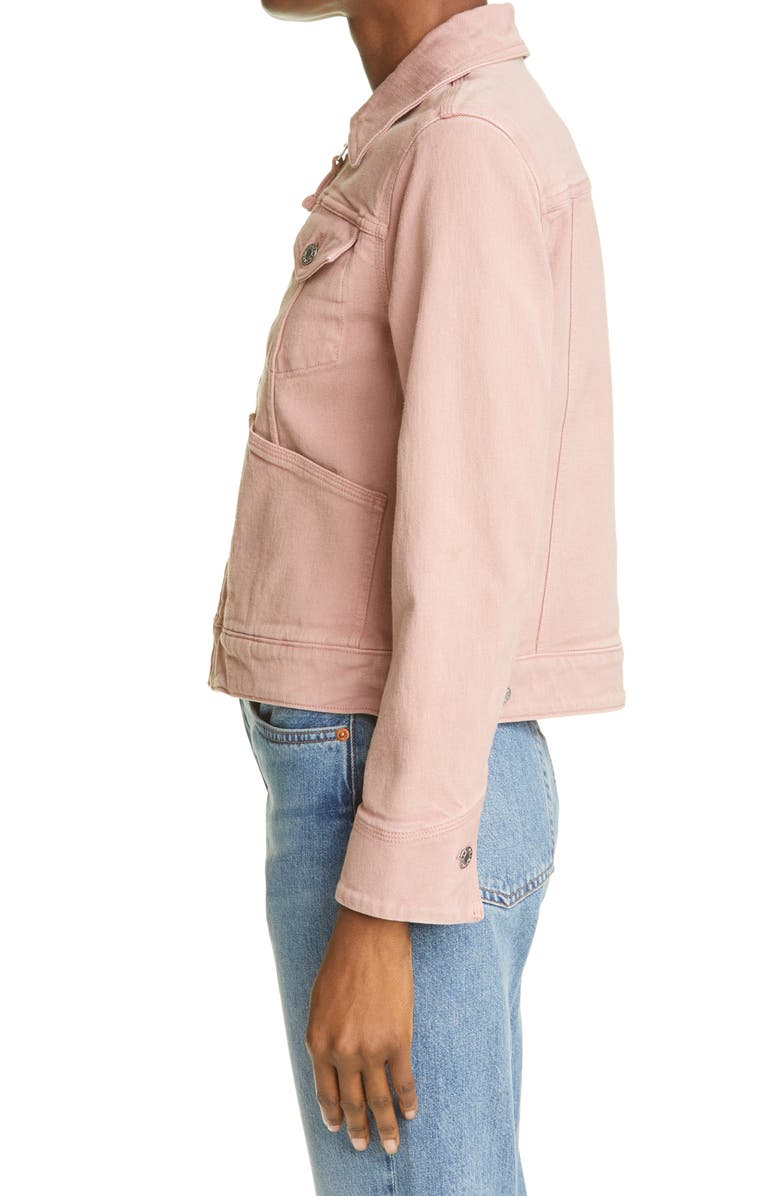 Club Monaco Zip Front Stretch Cotton Trucker Jacket, Alternate, color,