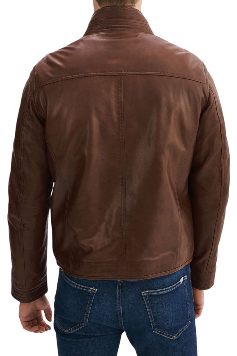 Lambskin Leather Jacket, Alternate, color, BROWN