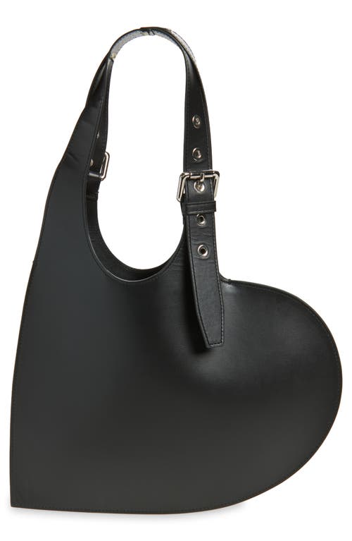 Coperni Heart-shaped Black Leather Bag With Single Shoulder Strap In Black