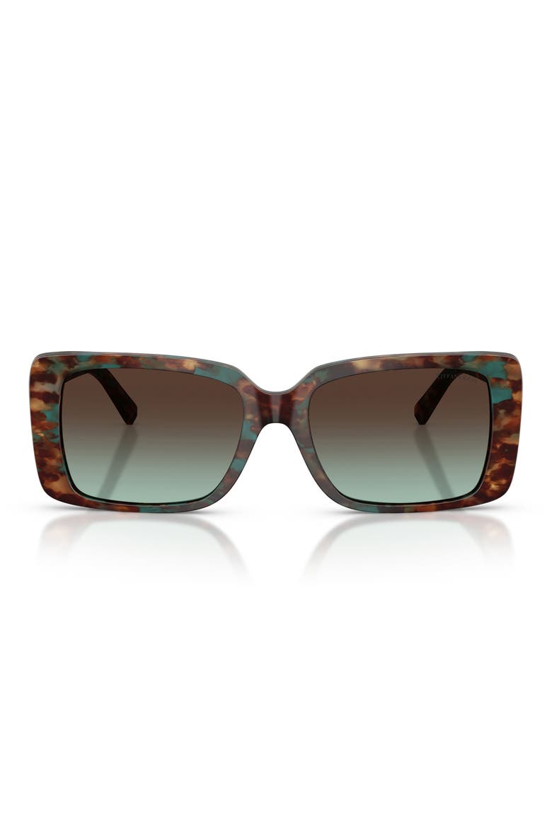 55mm Gradient Rectangular Sunglasses, Main, color, BROWN TIFFANY HAVANA / AZURE