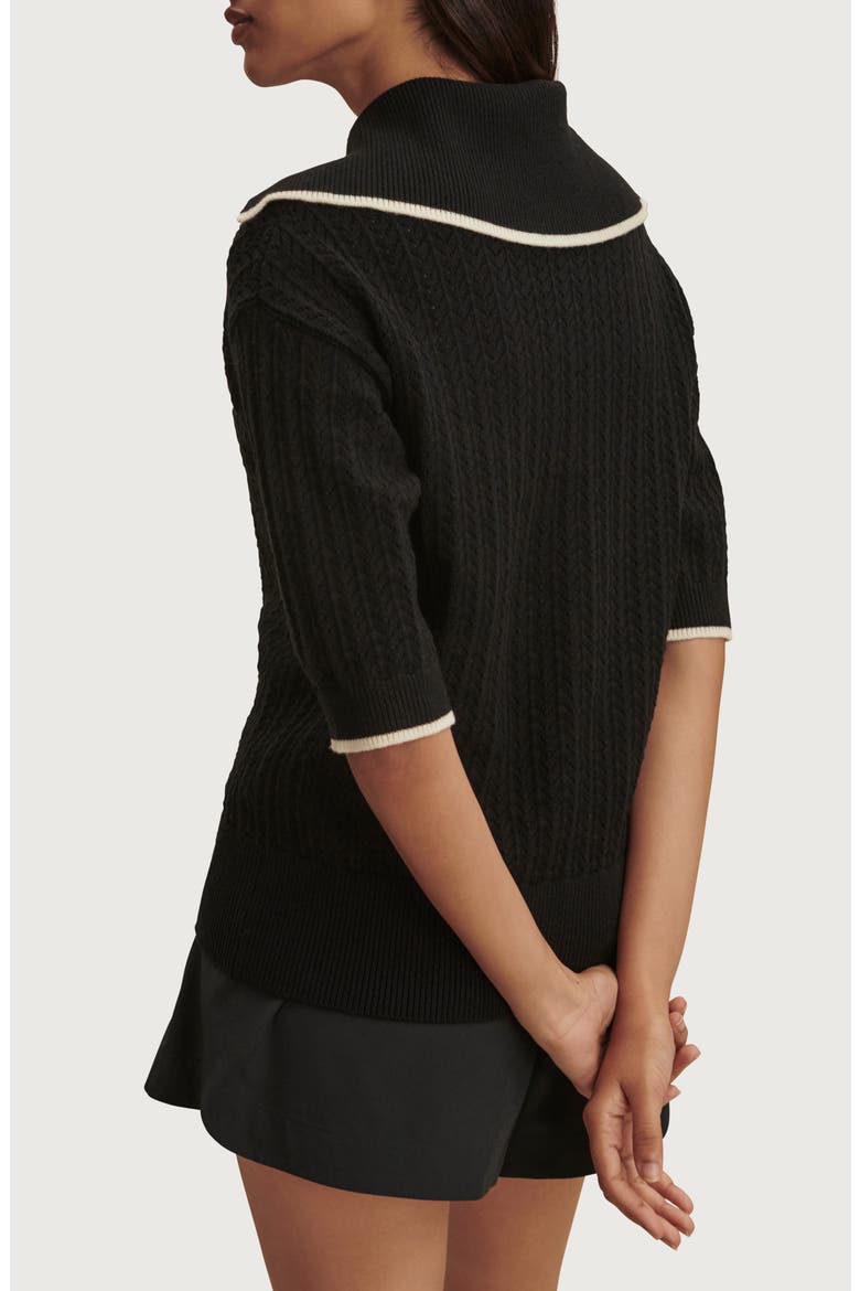 Arney Half Zip Pointelle Knit Polo, Alternate, color, BLACK