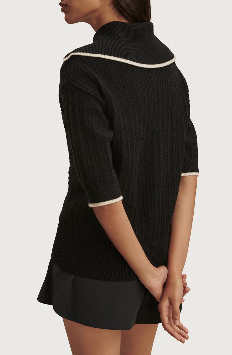 Varley Arney Half Zip Pointelle Knit Polo, Alternate, color, Black