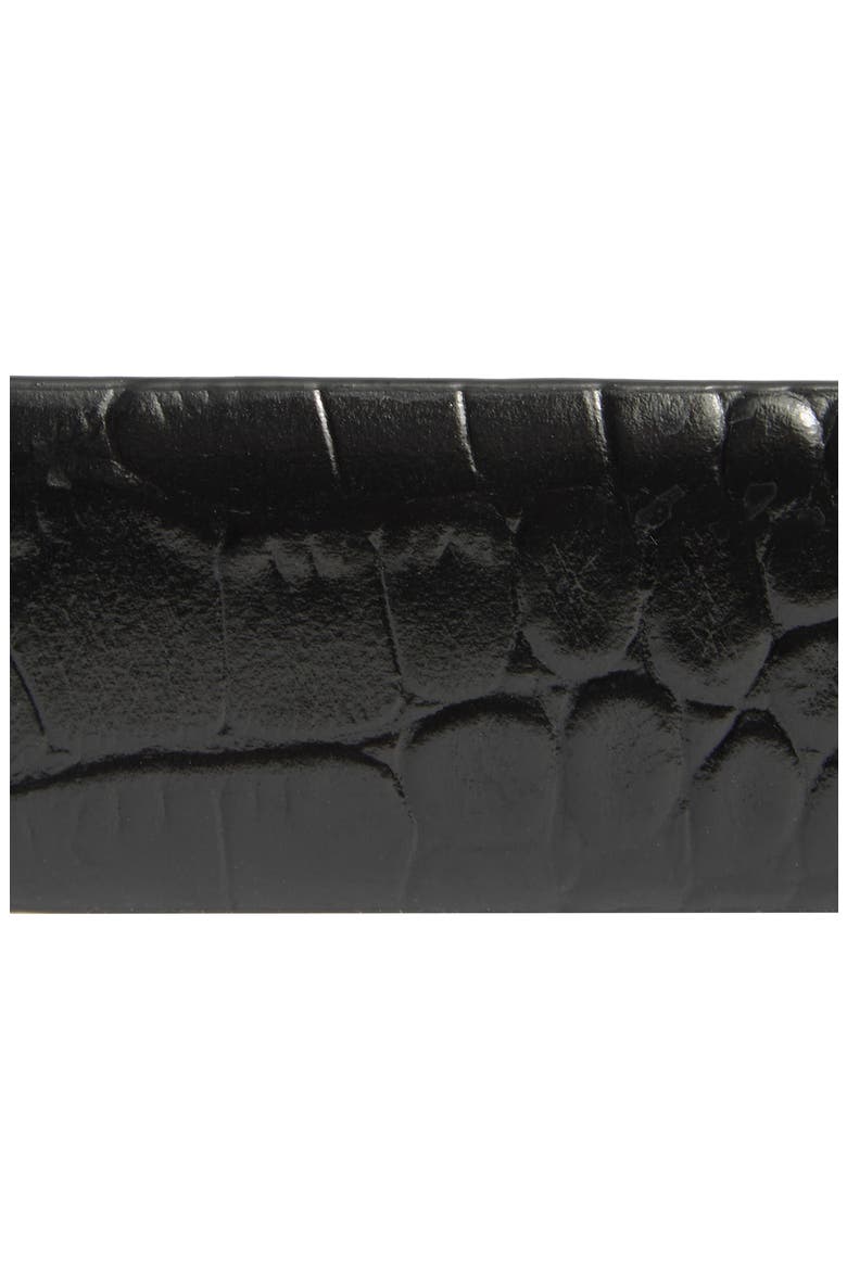 Tana Croc Embossed Leather Belt, Alternate, color, BLACK