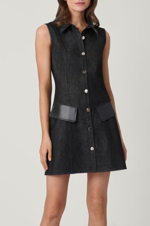 Leather Denim Mixed Media Izzy Dress