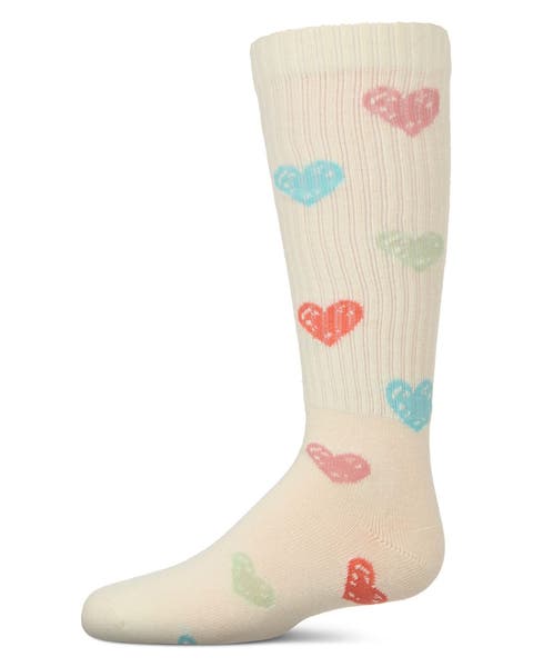 Ribbed Multi Graffiti Hearts Knee Sock (Toddler, Little Kid & Big Kid)