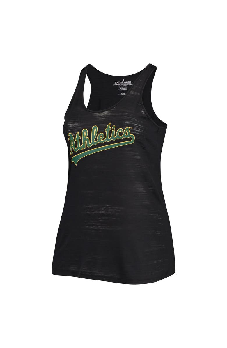 SOFT AS A GRAPE Women's Soft as a Grape Black Oakland Athletics Plus Size Swing for the Fences Tri-Blend Racerback Tank Top, Alternate, color, 