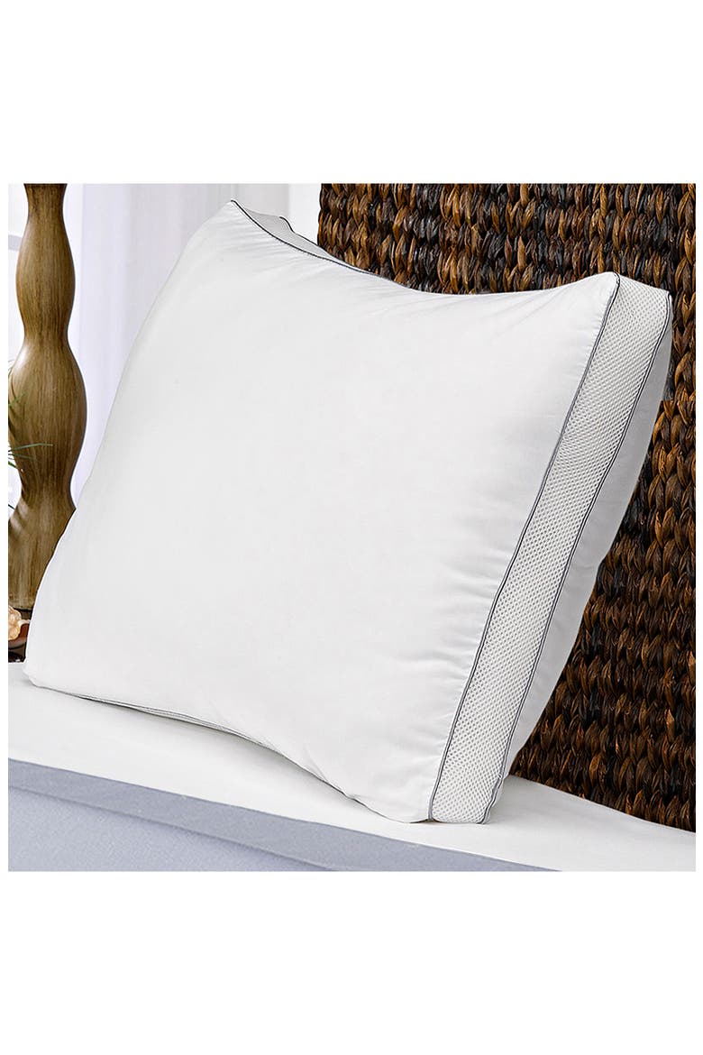 Memory Fiber Pillow Cotton Luxurious Mesh Gusseted All Sleeper Standard Pillow - 18.5"x24.5", Alternate, color, WHITE