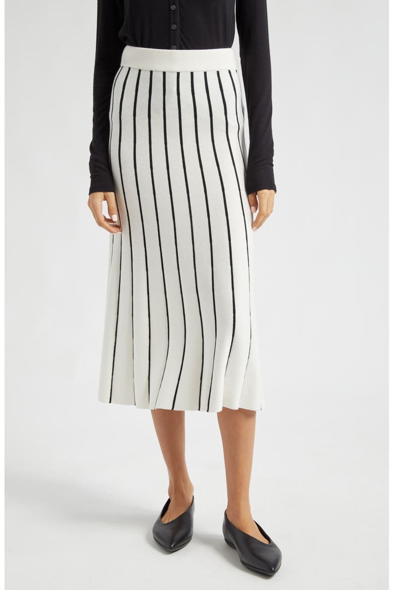 Stripe Cotton Blend Skirt, Main, color, CHALK/ BLACK