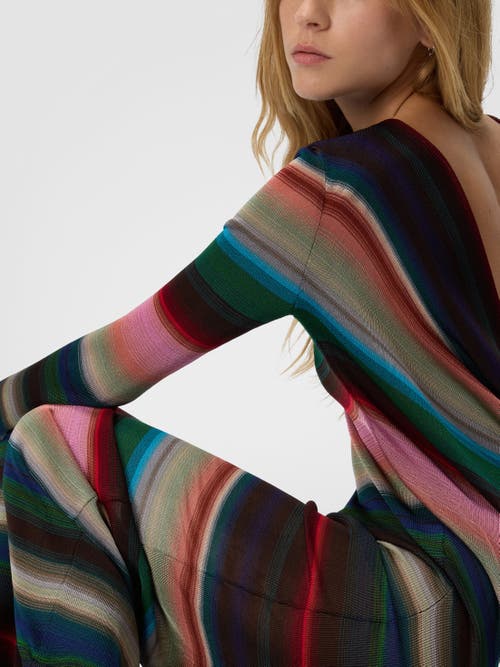 Missoni Long Backless Dress In Striped Knit In Multi