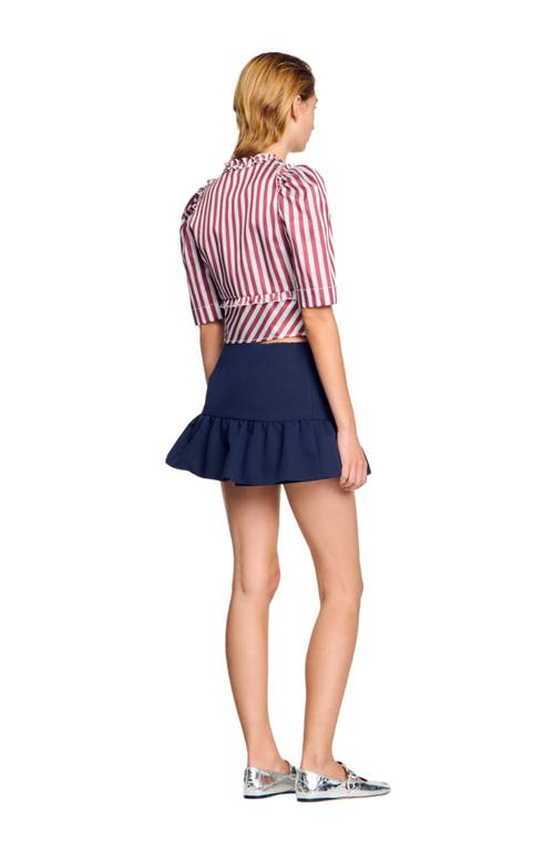Sandro Ruffled Striped Shirt In Multi