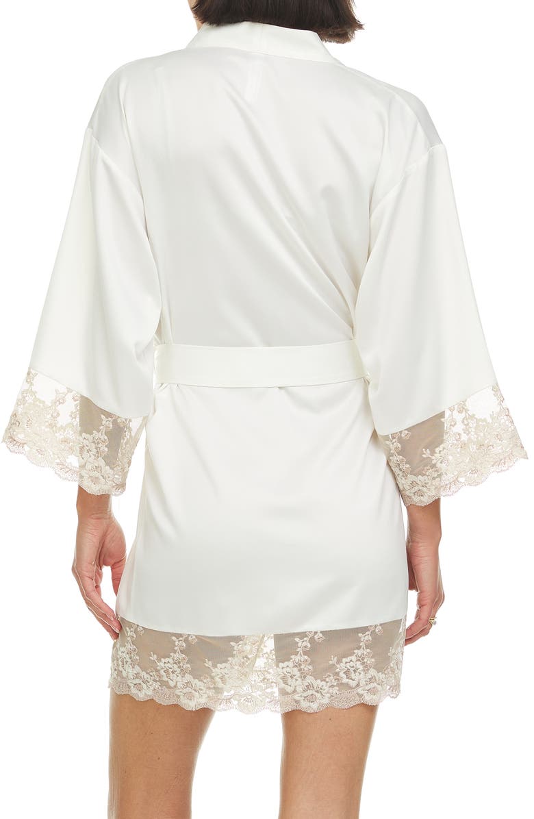Flora Nikrooz Rosa Satin Robe, Alternate, color, Ivory