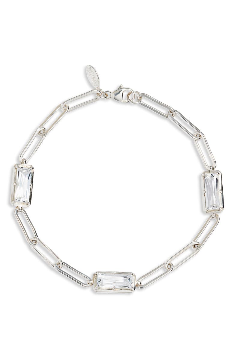 Anzie Dew Drop Baguette Link Bracelet, Main, color, 