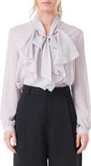 Endless Rose Tie Neck Clip Dot Chiffon Top