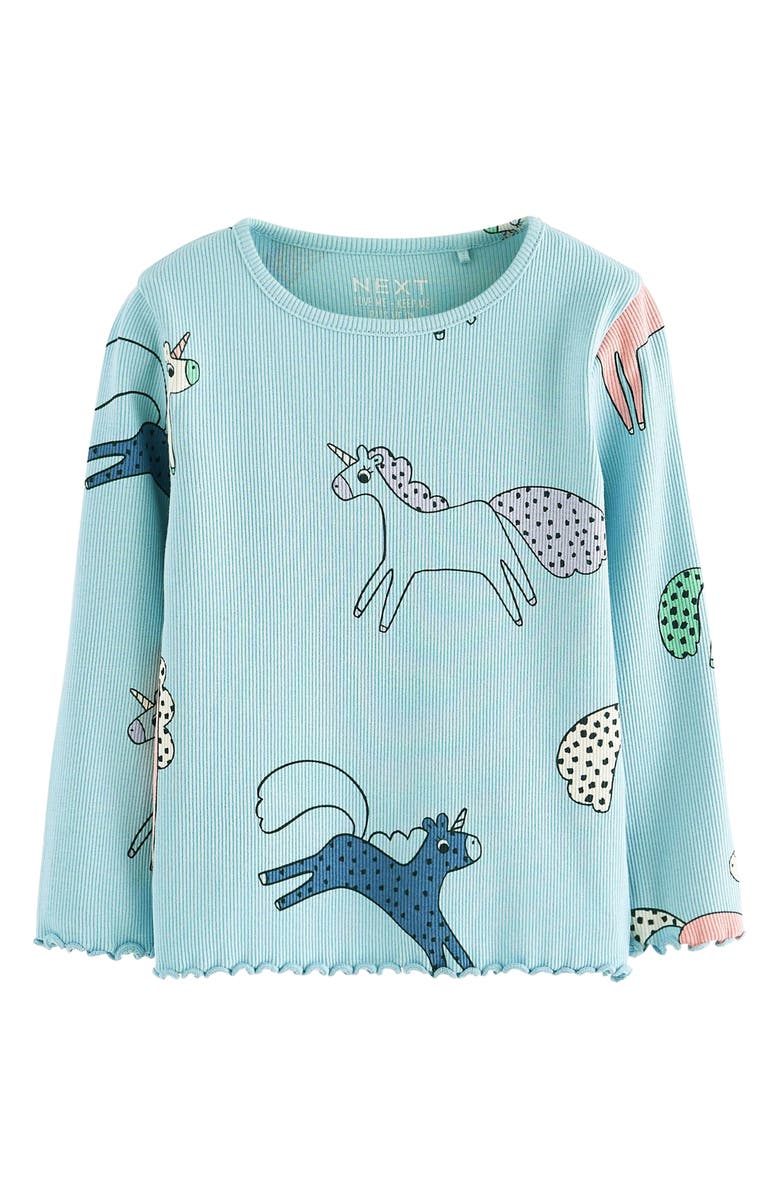 NEXT Kids' Unicorn Print Long Sleeve Cotton Rib T-Shirt, Main, color, 
