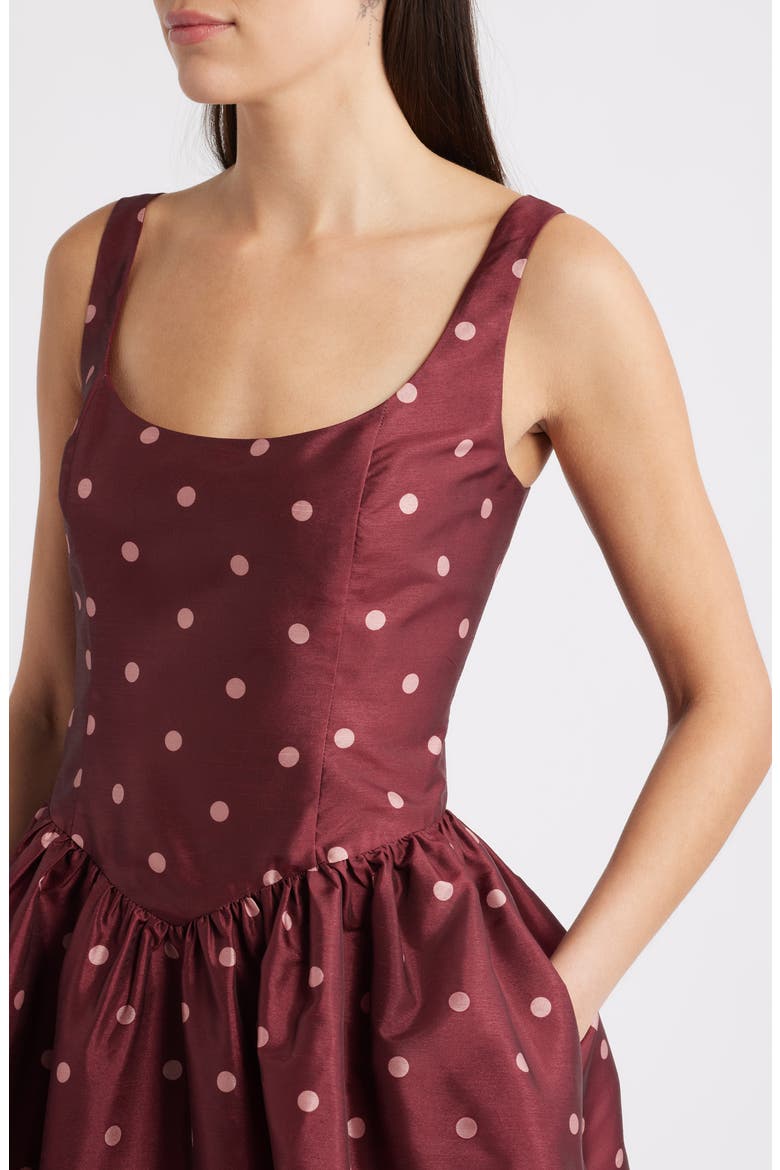 Soleil Cocktail Dress, Alternate, color, POMEGRANATE SPACED POLKA DOT