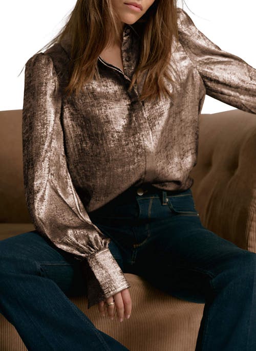Mint Velvet Metallic Long Sleeve Shirt In Brown