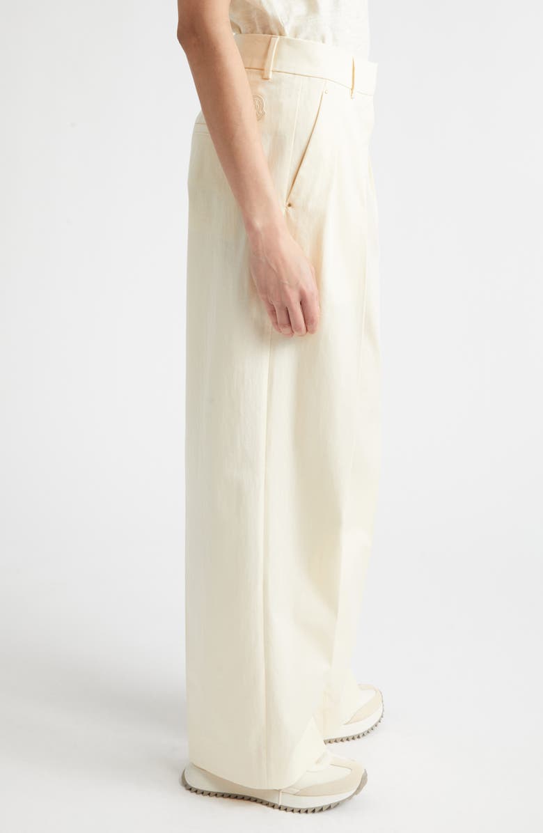 Moncler Cotton Gabardine Wide Leg Pants, Alternate, color, White