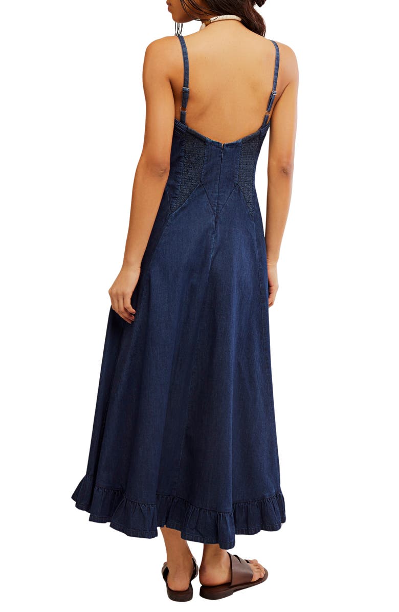 Free People Another Season Denim Midi Dress, Alternate, color, Rinse