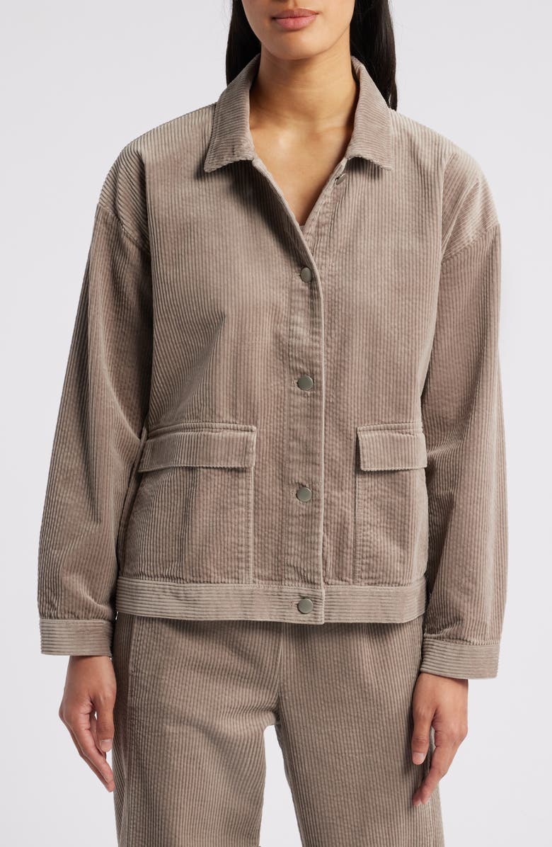 Eileen Fisher Classic Collar Corduroy Jacket, Alternate, color, Taupe