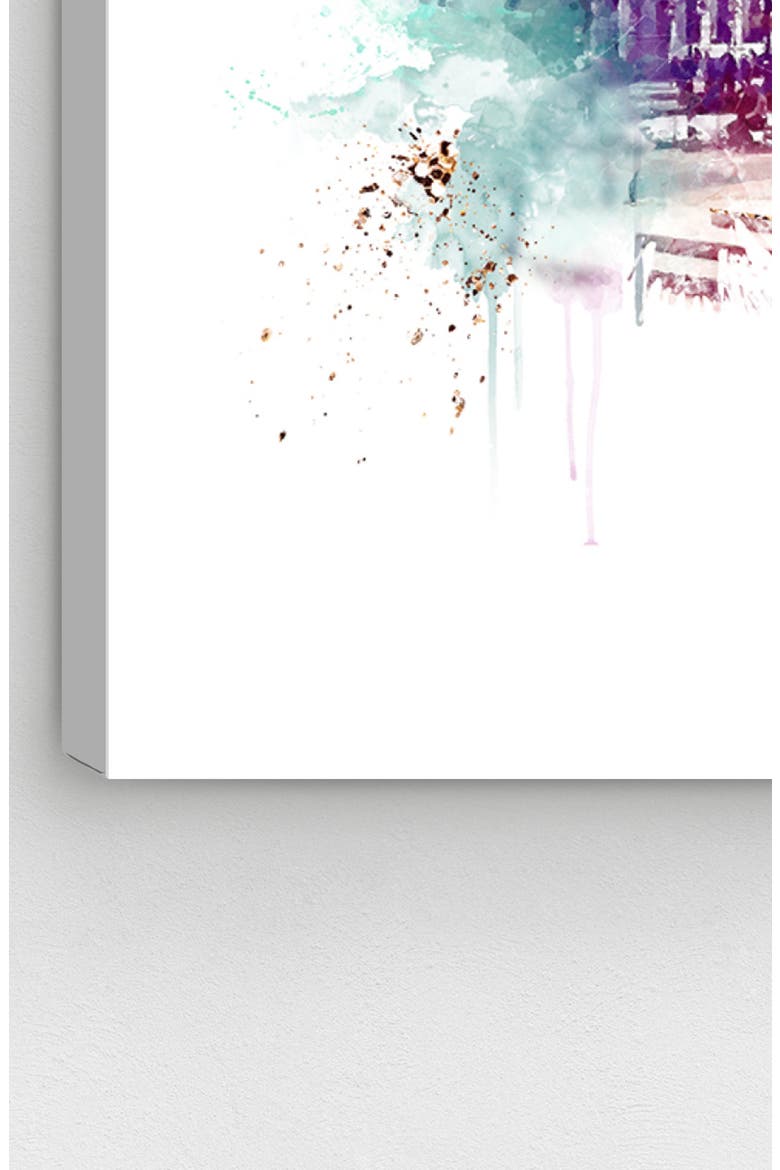 Plaza Night Canvas Wall Art, Alternate, color, WHITE