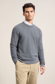 Nordstrom Two Tone Cotton & Cashmere Crewneck Sweater