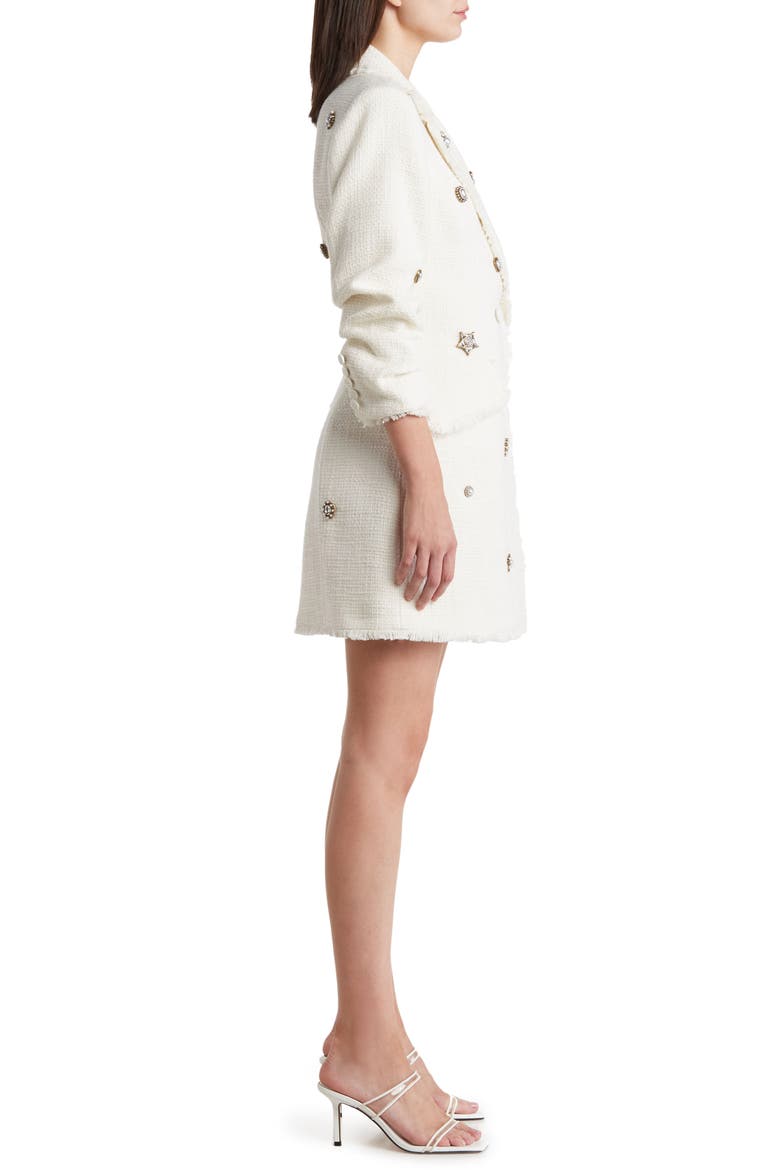Joel Charm Detail Bouclé Blazer Minidress, Alternate, color, GARDENIA