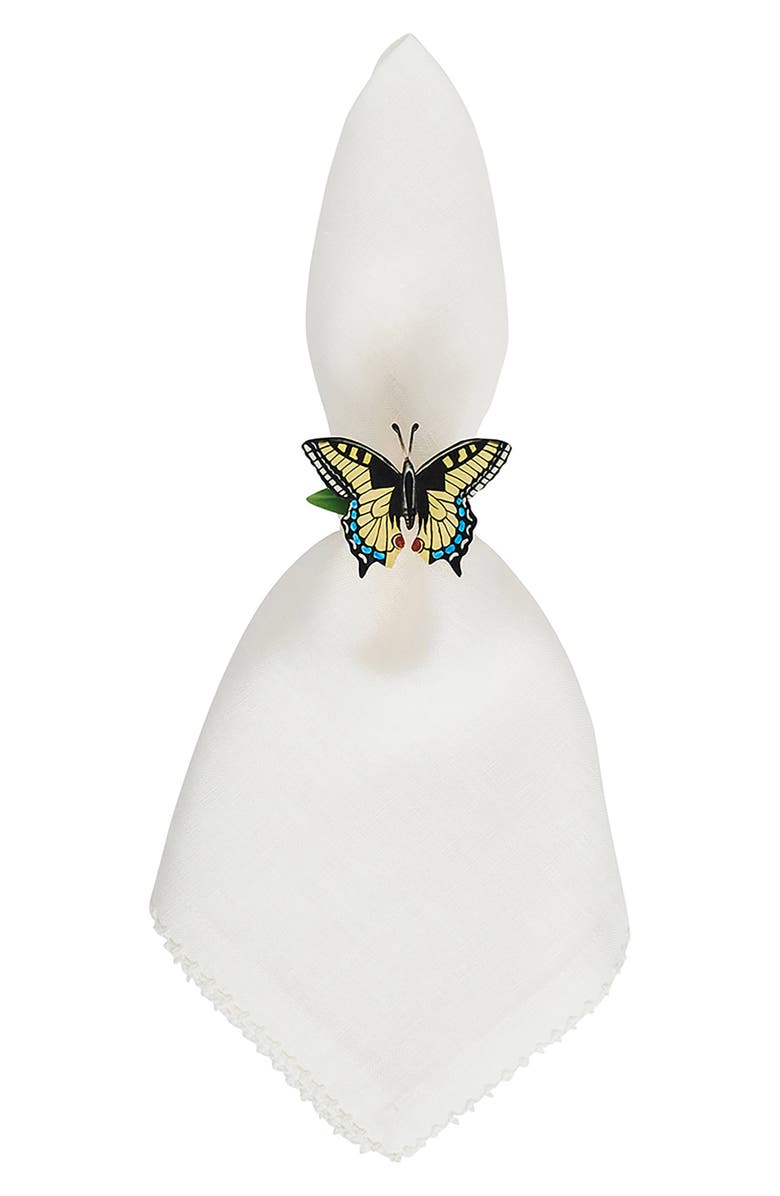 Juliska Meadow Walk Butterfly Set of 4 Napkin Rings, Alternate, color, Multi