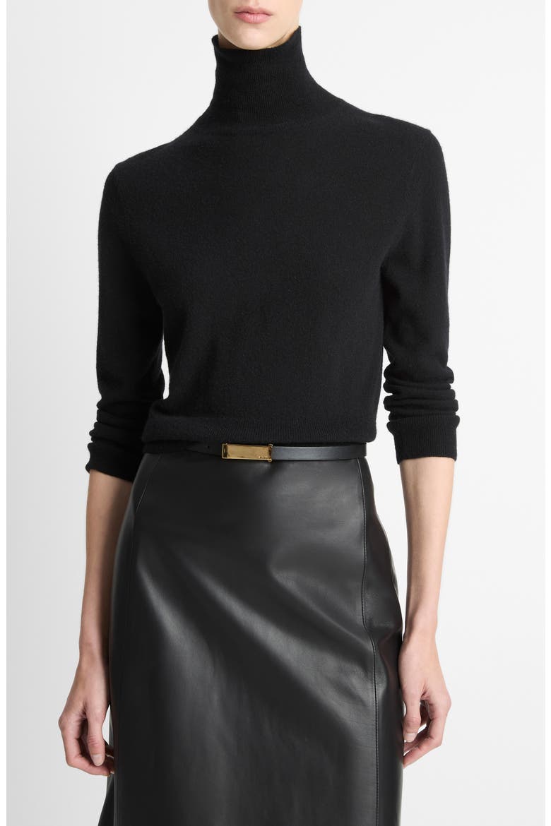 Cashmere & Silk Mock Neck Sweater, Main, color, BLACK