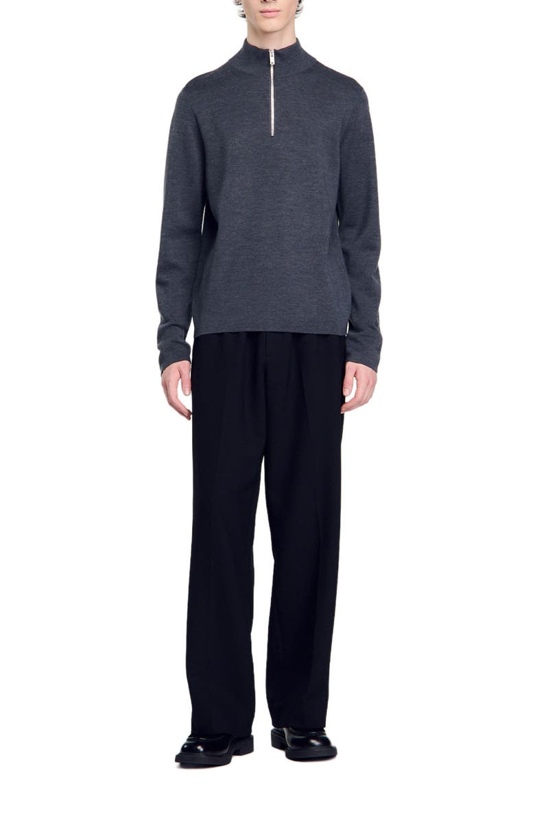 SANDRO Wool sweater with zip collar, Alternate, color, 