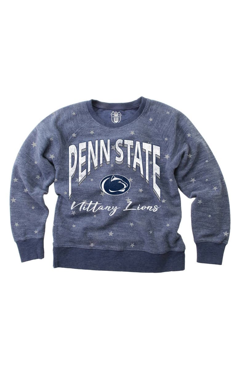 Wes & Willy Youth Wes & Willy Navy Penn State Nittany Lions Shimmer Star Reverse Fleece Raglan Pullover Sweatshirt, Alternate, color, Navy