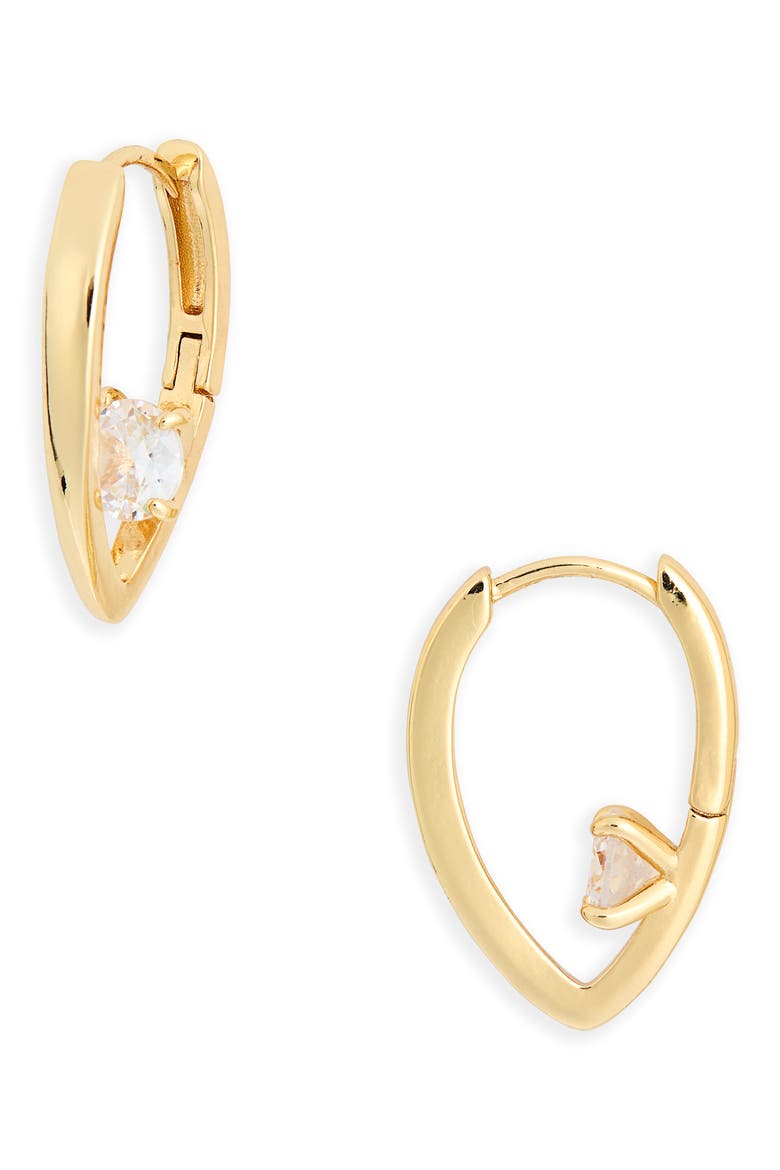 Cubic Zirconia Hoop Earrings, Main, color, CLEAR- GOLD